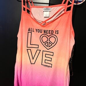 Pink and Orange Graphic Tank Top